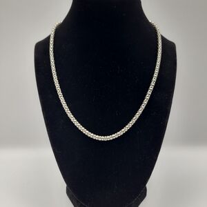Classic Silver Tone Snake Chain Necklace Minimalist Layering